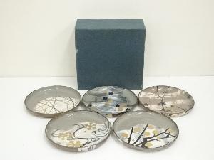 正造　金彩絵変り六寸皿5客（箱付）